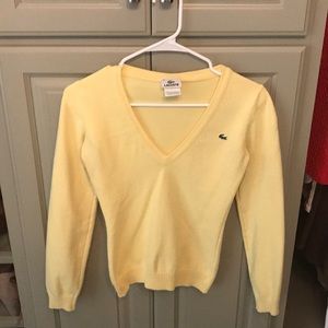 Yellow Lacoste V-Neck Sweater